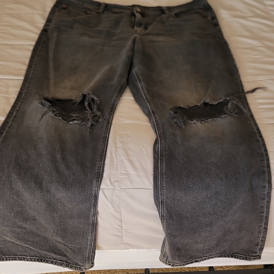 American Eagle Outfitters Black Baggy Distressed Denim